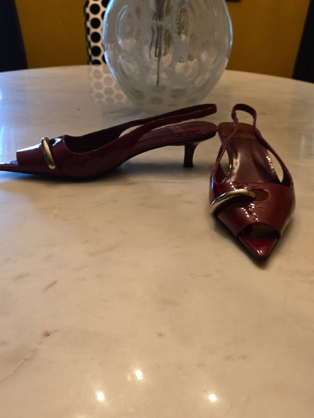 Jeffery Campbell Women’s Burgundy Patent Slingback Pointed Toe Flats - Picture 3 of 5